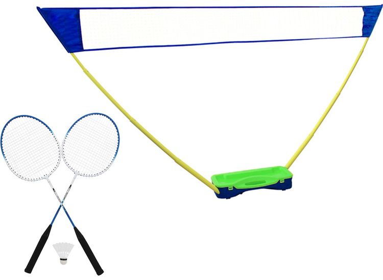 NordFalk badmintonset 7-delig - Badmintonnet 300x155 cm - Badmintonrackets (2x) - Shuttle (1x)