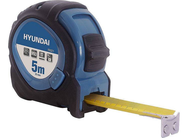 Hyundai rolbandmaat 5 meter MID - breedte 25 mm - magnetische uiteinde - nylon coated afwerking