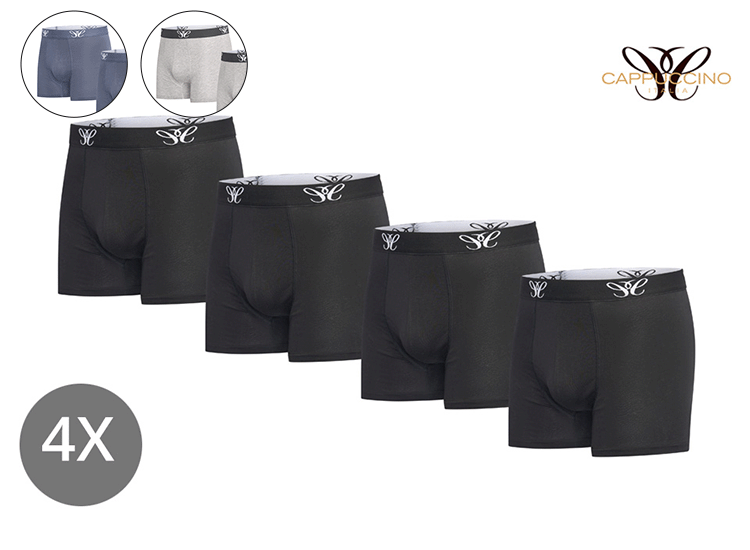 Cappuccino Italia - Heren Onderbroeken 4-Pack Boxers - Zwart - Maat M