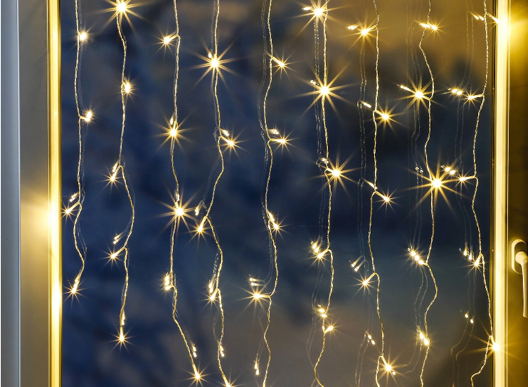 Kerstverlichting lichtgordijn/ijspegellichtjes voor het raam met 120 lichtjes warm wit 100 x 200 cm