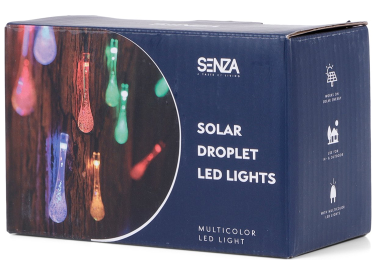 SENZA Solar LED slinger - Regendruppels - Werkt op zonne-energie - 20 Lampjes - RGB verlichting