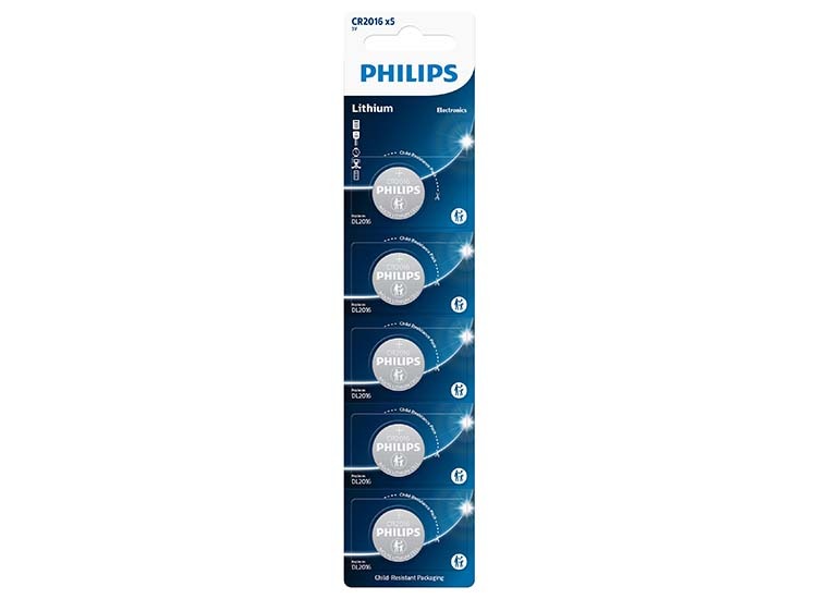 Philips CR2016 batterijen 5 stuks