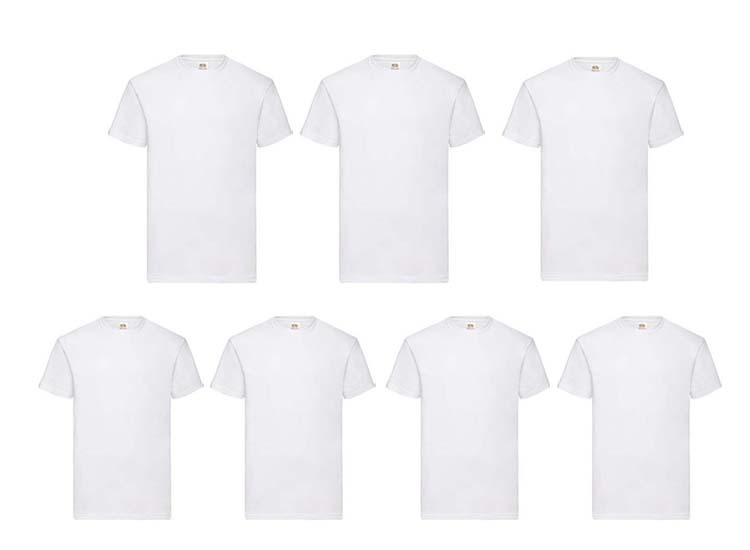 Deal Donkey - 7-Pack Fruit Of The Loom Witte Heren T-Shirts