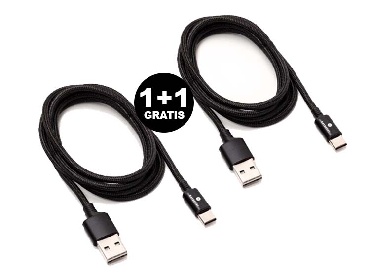 Bayberry USB-c Snellader kabel CA-UUC-1200 - 1,2 Meter - 12W - Zwart - 1+1 Gratis